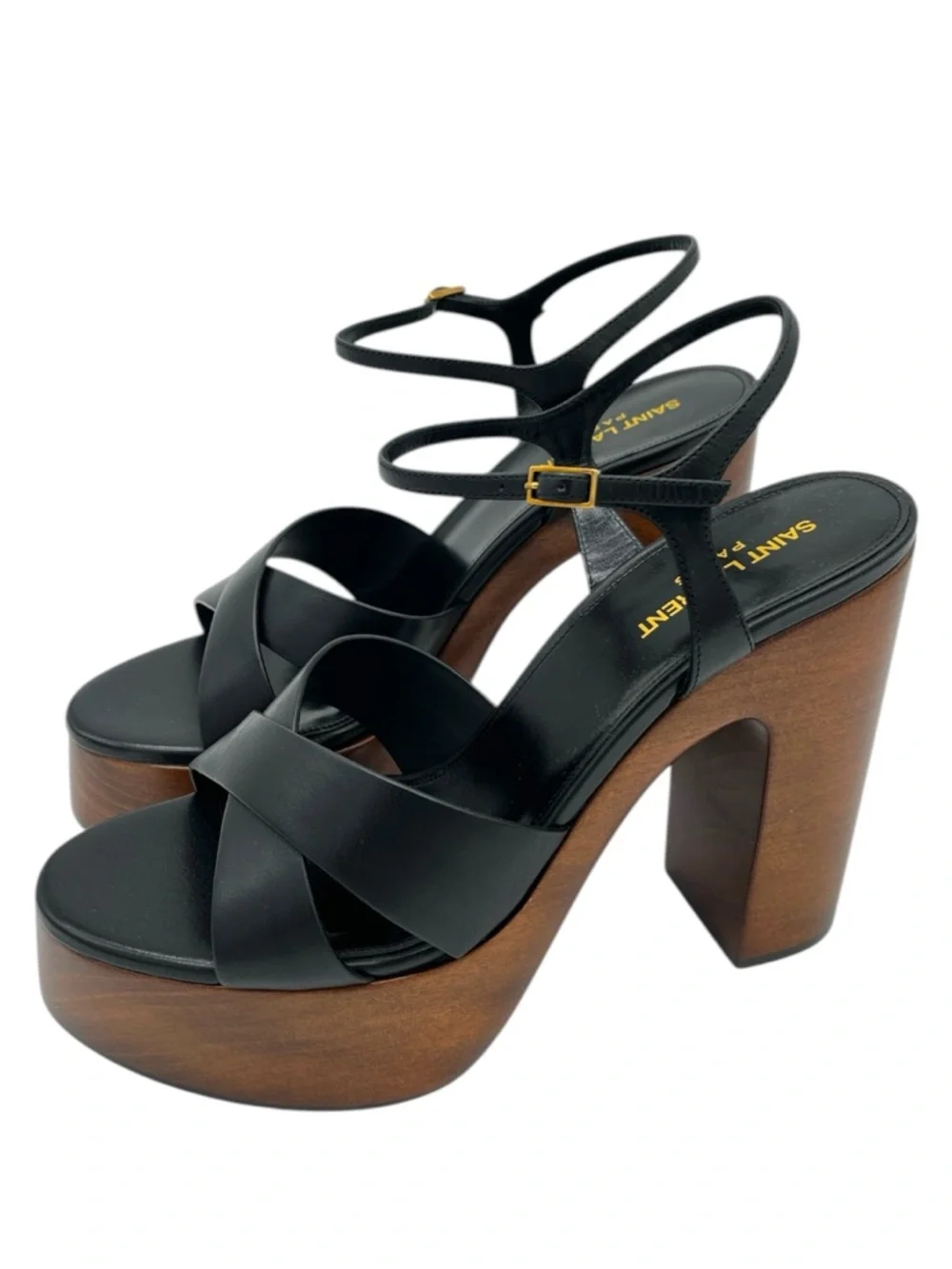 Saint Laurent Bianca Platform Sandals Bianca Leather Black - 40 (US 10) - Picture 3 of 14